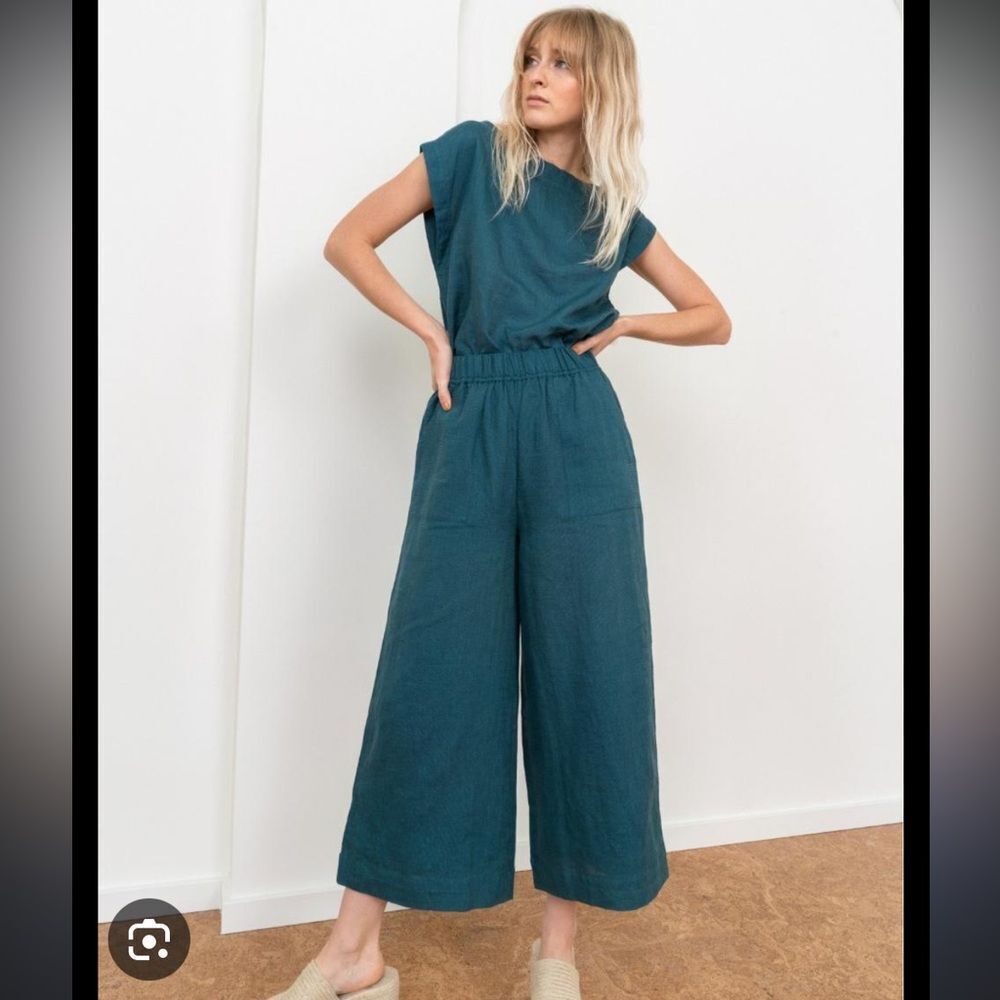 tribe alive Teal Wide-Leg Jumpsuit